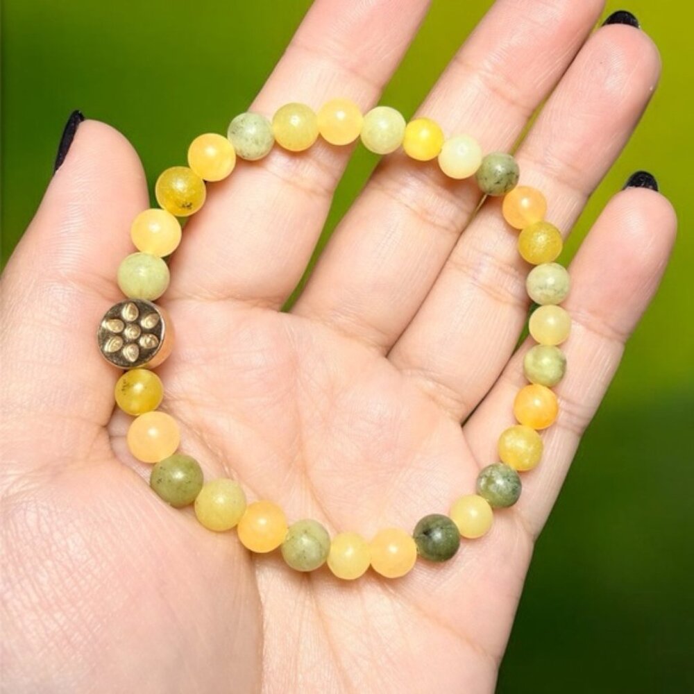 Lemon Jade & Canadian Jade Bracelet | 6mm Natural Stone